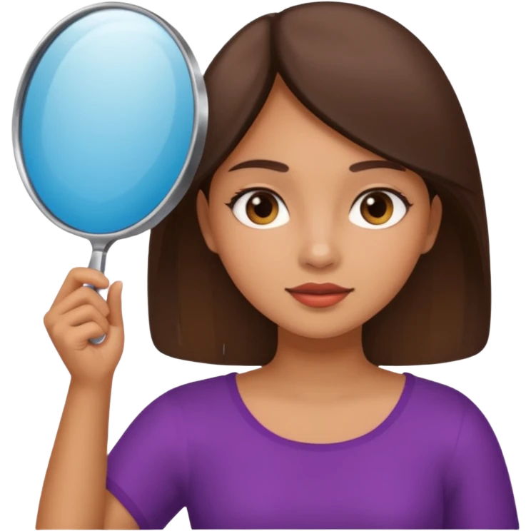 latin girl looking at herself with a hand mirror emoji