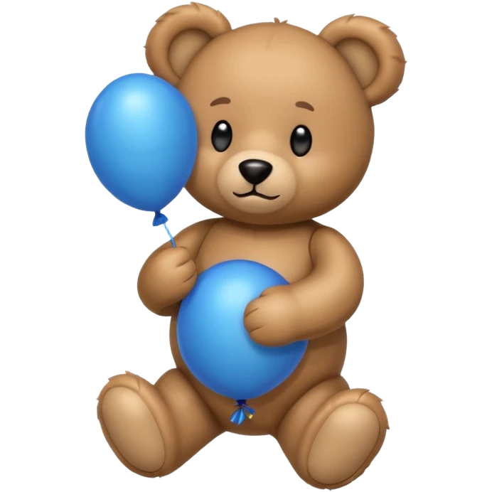 Emoji teddy set down with a baloon bleue emoji