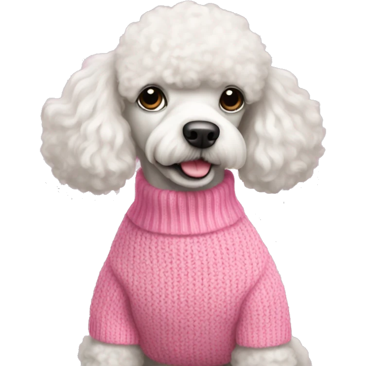 white poodle in pink sweater  emoji