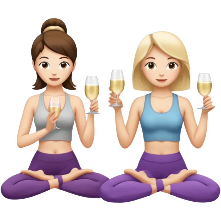 two girl yoga and prosecco  emoji