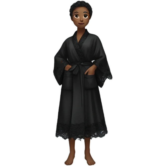 black silk robe with black lace emoji