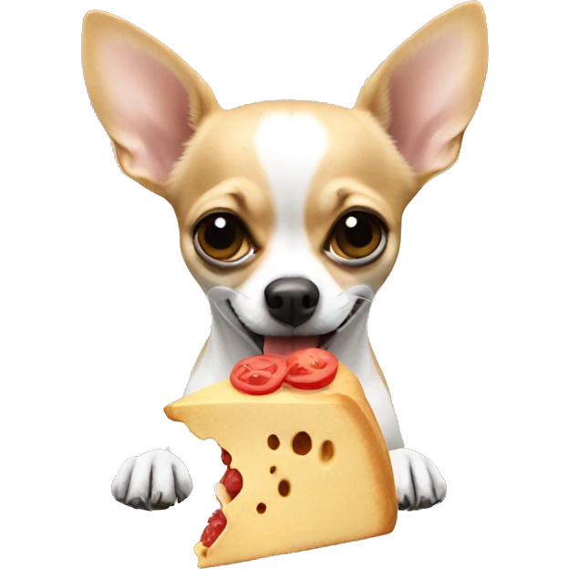 A Chihuahua eating emoji