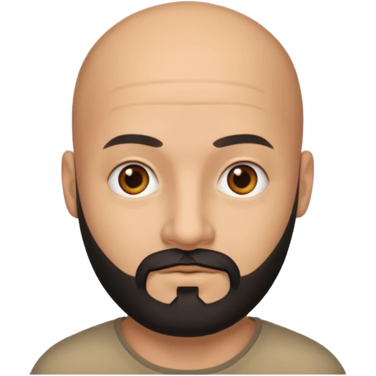 Bald fully squared head man with black beard emoji