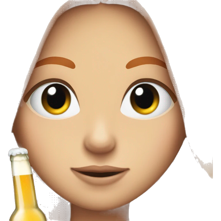 ginger straight hair and blue eyes woman with a beer on the hand emoji