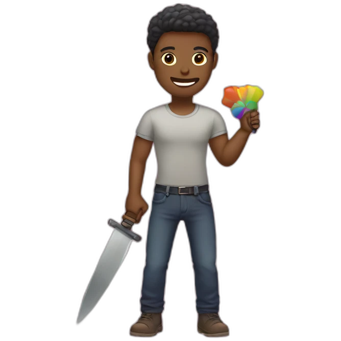 Gay people holding a toy knif emoji