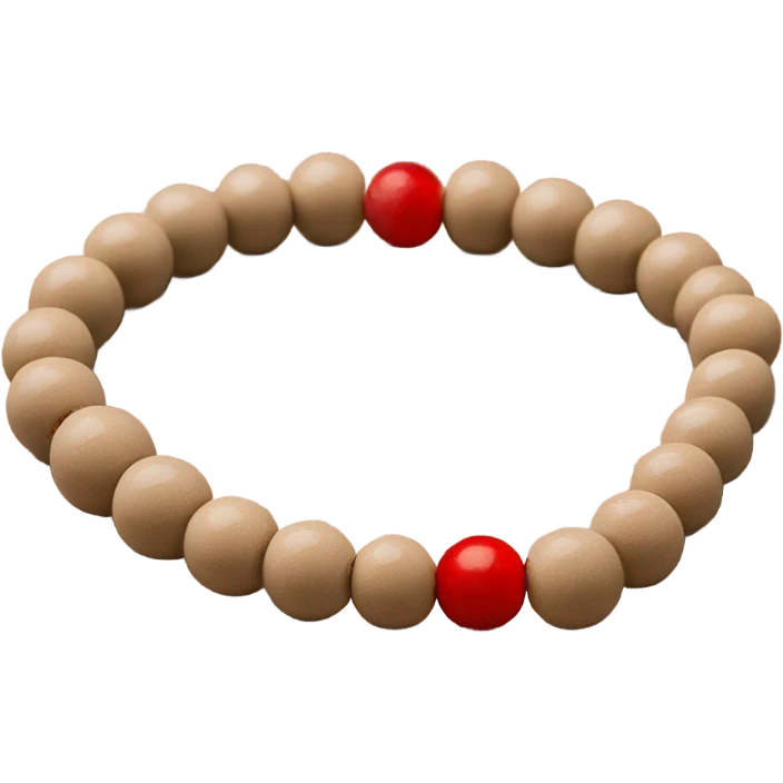 Mala beads beige bracelet with red end emoji