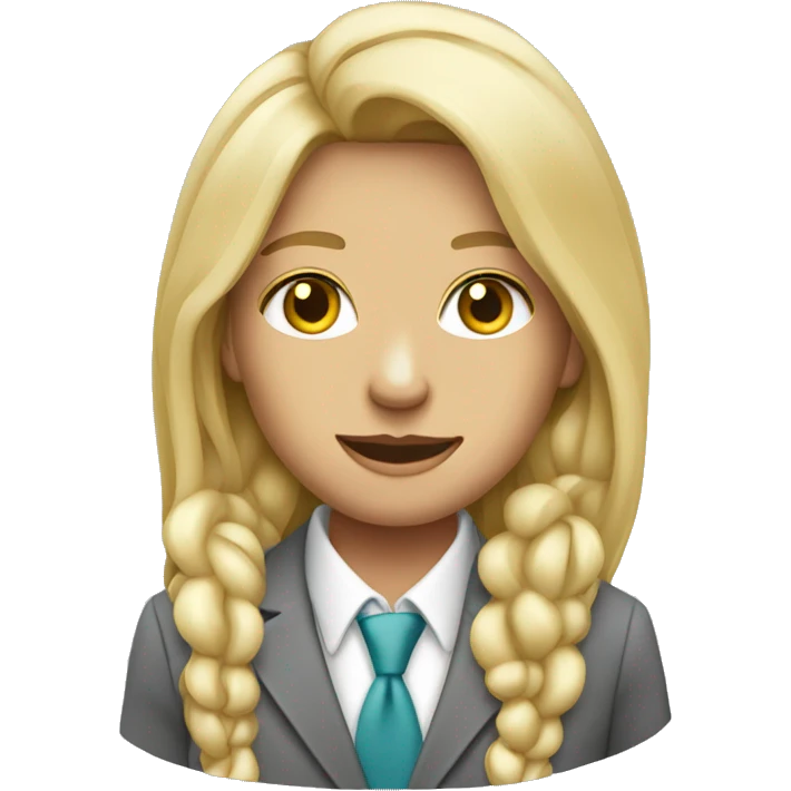 Blonde long hair jewellery seller in a grey suit emoji