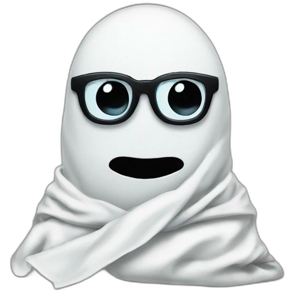 blanket sheets ghost with black heart eye glasses emoji