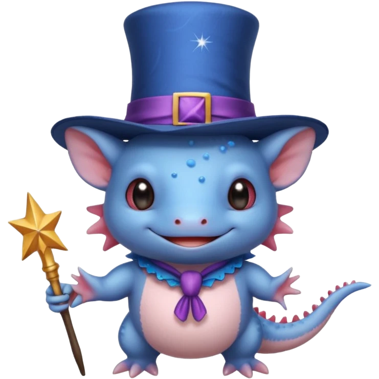 blue axolotl with magician hat emoji