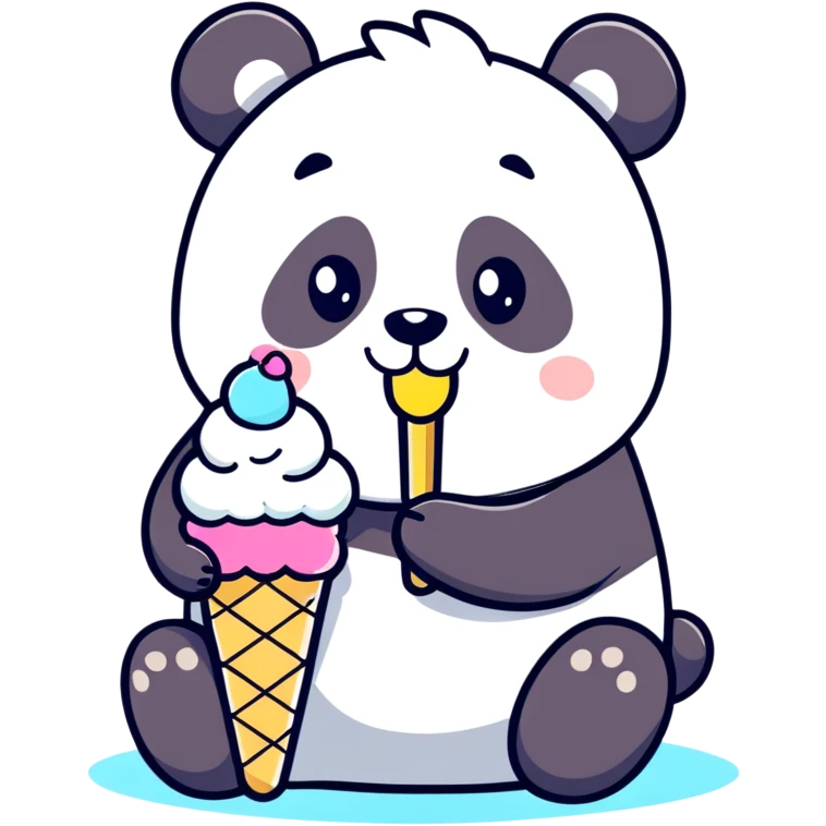 Panda eating ice cream emoji