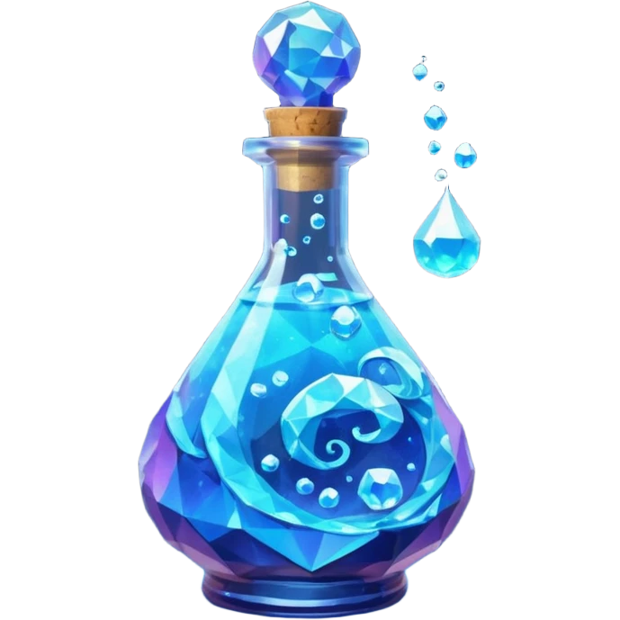 Blue Magic Fantasy Potion, Glass Low Poly emoji