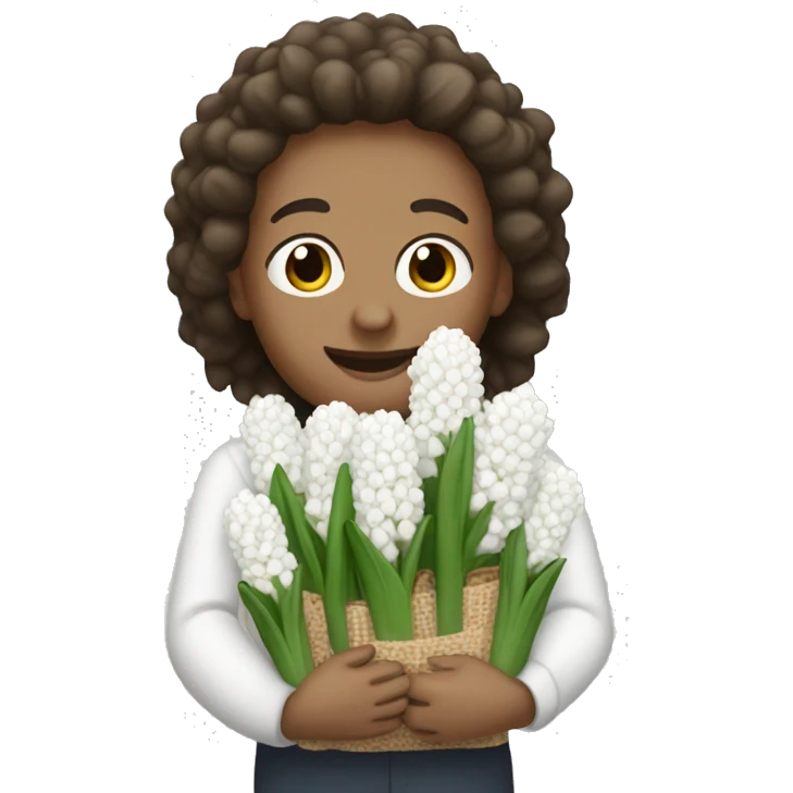 A clear case holding a bunch of white hyacinths emoji