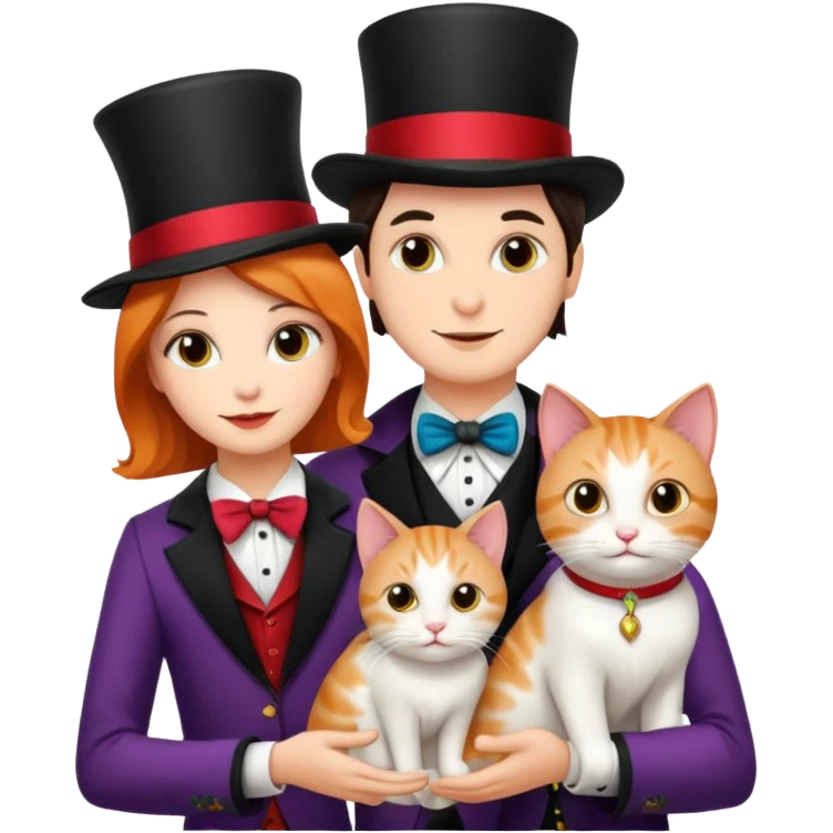 magician couple and their pet cat emoji