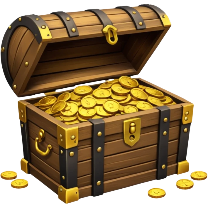 ancient pirate treasure chest slightly open emoji