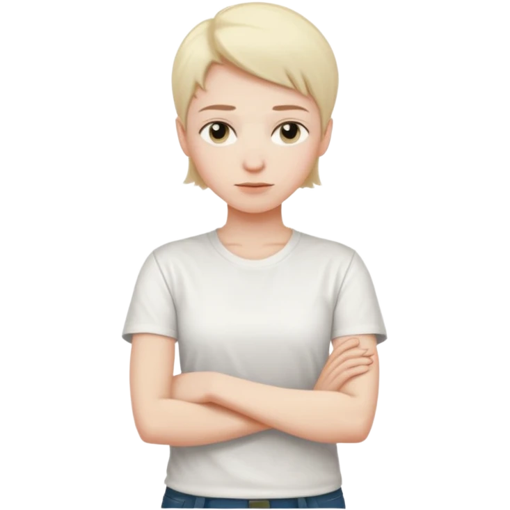 androgynous upper body, arms crossed, neutral face, plain t-shirt emoji