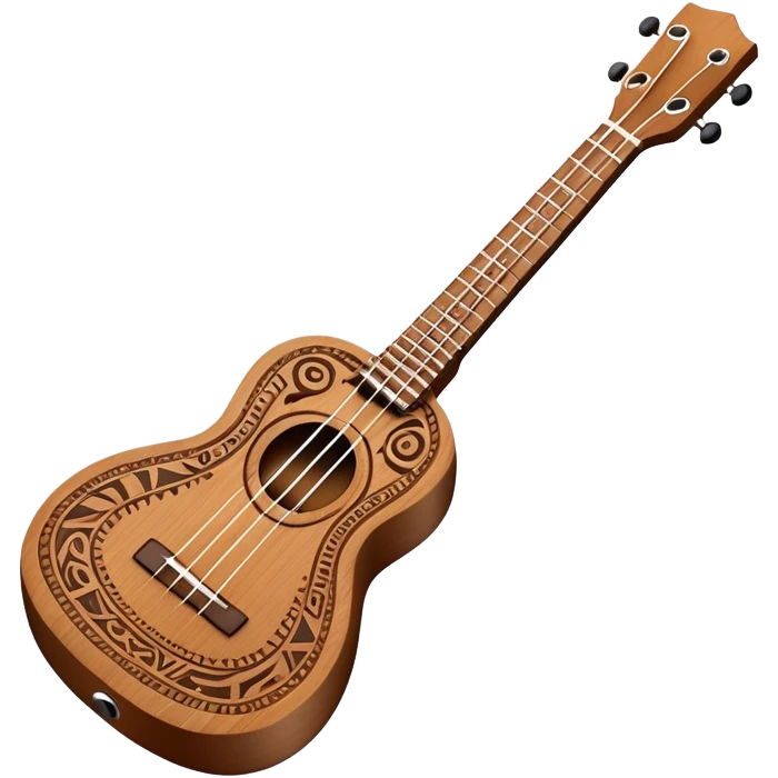 Ukulele with tribal Hawaiian carvings emoji