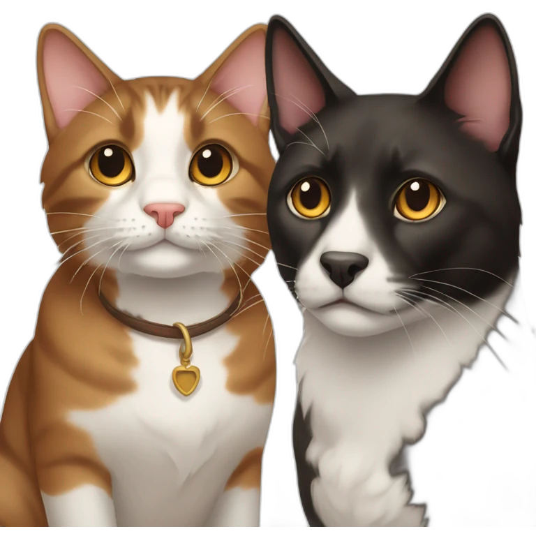 A brown and black cat without white and bernese dog emoji