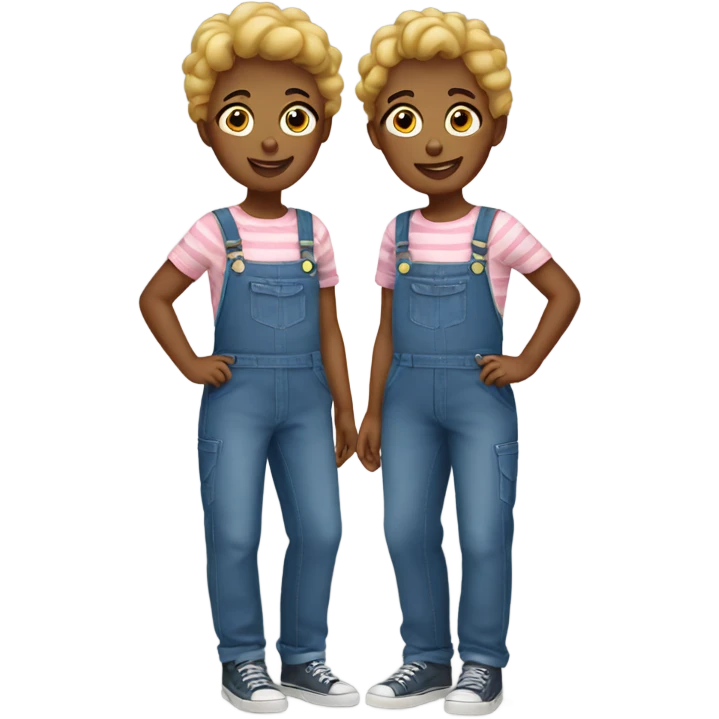 twins wearing overalls emoji