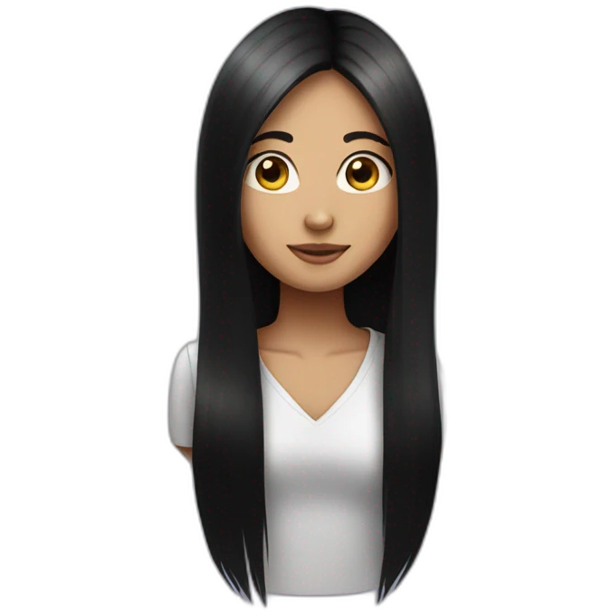 Long Black straight hair girl emoji
