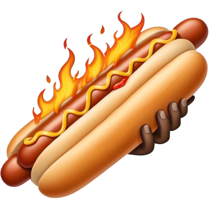 Hand Holding a Flaming Hotdog emoji