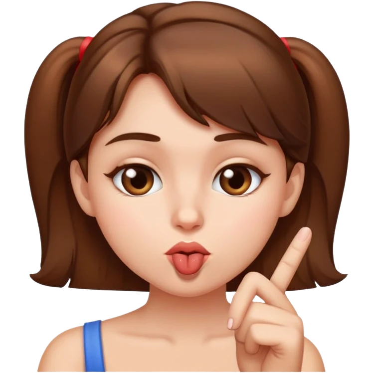 brown haired girl portrait kissing her  middle finger emoji