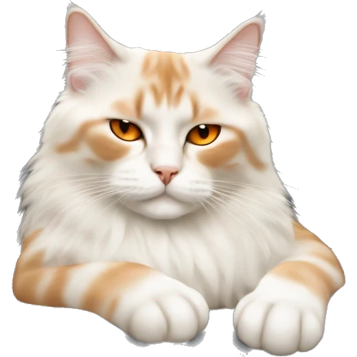 cream and orange ragdoll cat sleeping on an office chair emoji