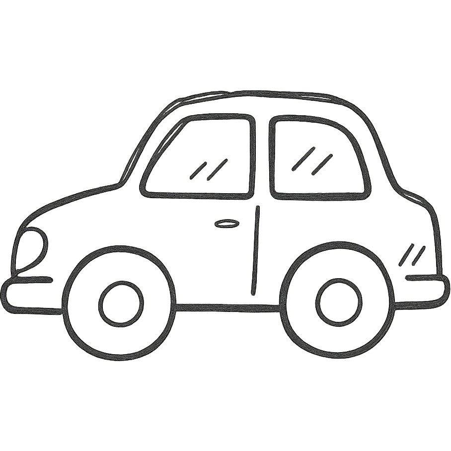 car, hand drawn outline icon style, sketchy lines, no fill emoji
