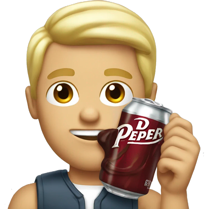 Strong blond guy drinking Dr Pepper  emoji