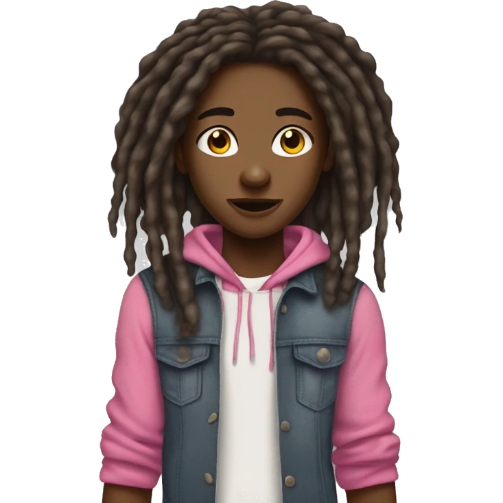 african american teenager with pink brcaes and freckles shaking dreads emoji