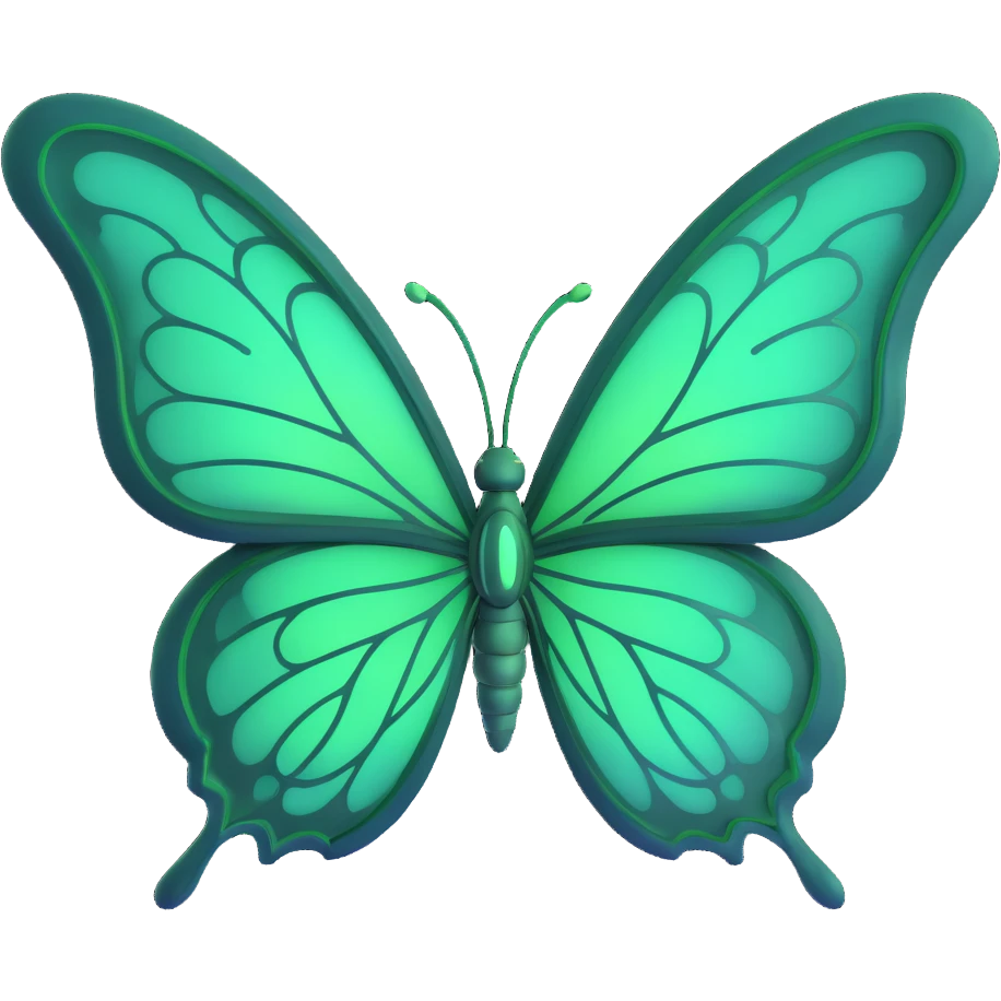 Add a glowing outline around the butterfly's wings, keeping the luminous #c0ff53 green, glowing highlights, magical particles, dreamy aura, fine elegant vein patterns, layered textures, ornamental details, and transparent background in a 3D cartoon, digital fantasy art style. emoji