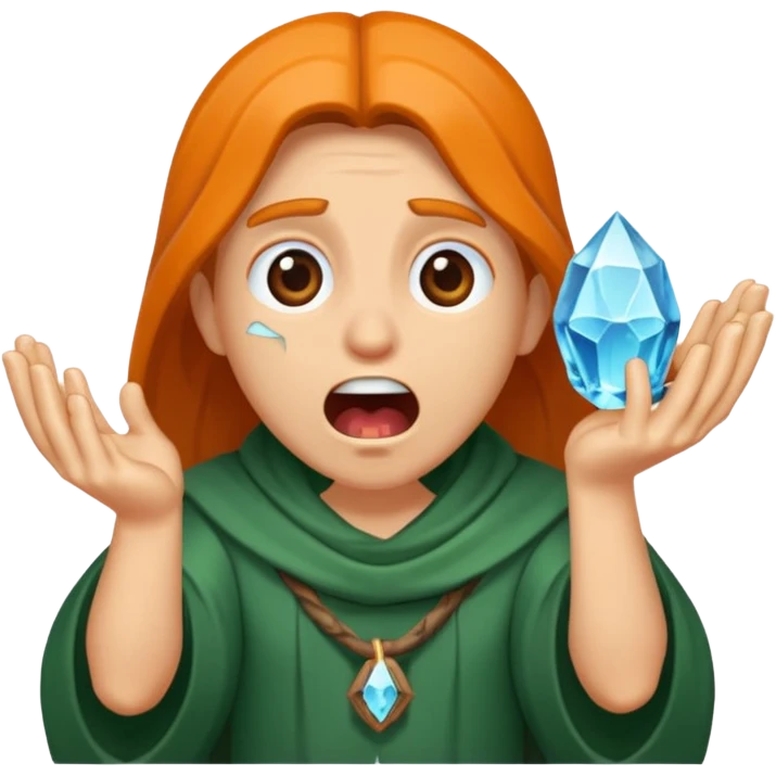 druid character gasping holding cracked crystal emoji