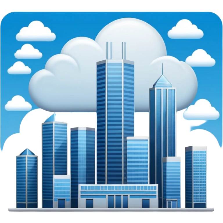 web hosting enterprise plan, cloud avec gratte-ciel emoji