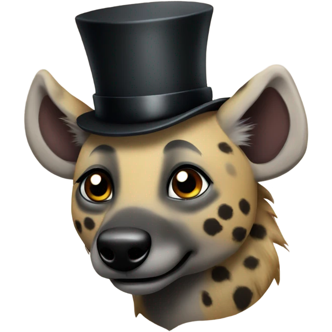 Cute hyena with a top hat emoji
