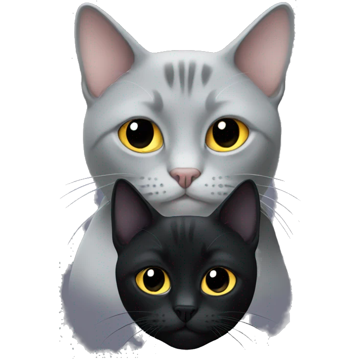 grey cat and black cat emoji