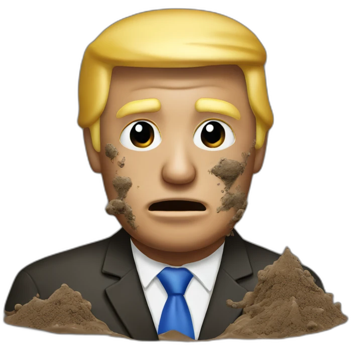 Donald Trump covered in mud emoji