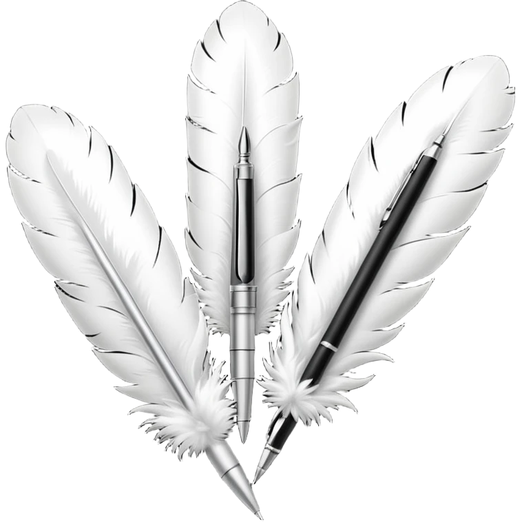 3 plumes blanches avec un stylo en dessous emoji