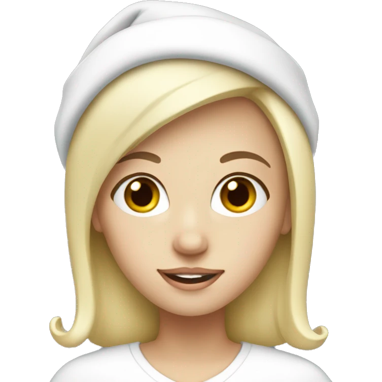 white blonde girl with santa hat emoji