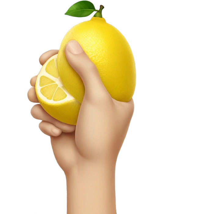 a hand squeezing a lemon emoji