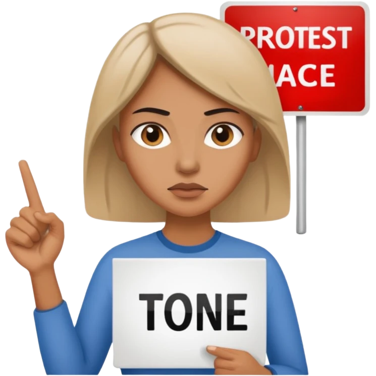 woman holding a protest sign emoji