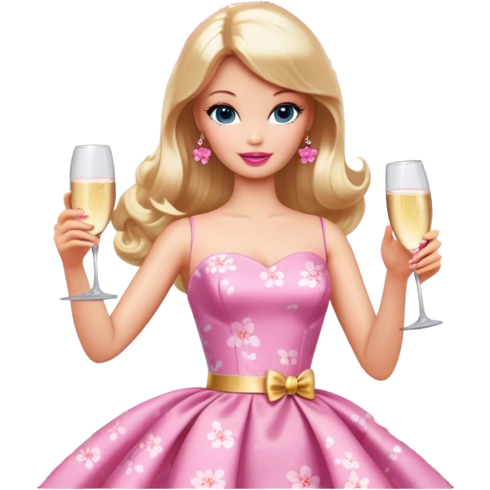 barbie with champagne,Cherry blossom emoji