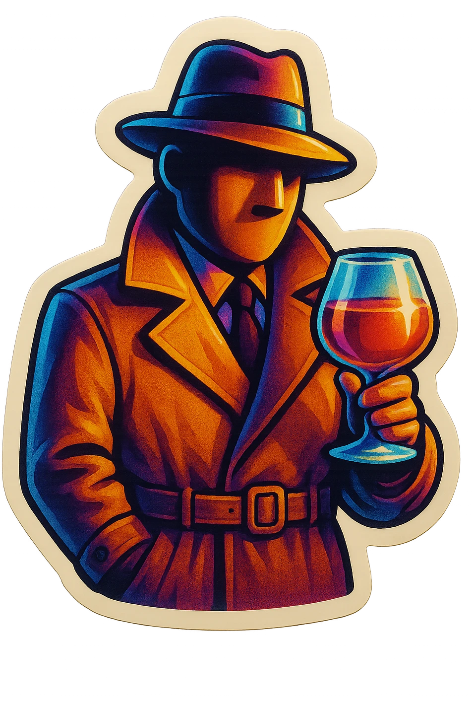 A sticker of a detective with a glass of brandy emoji