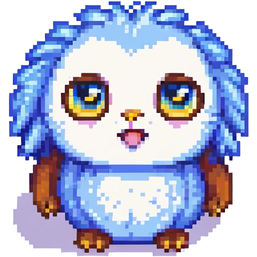 a chussel as a cute, fluffy creature with big eyes and a playful expression, pixel art style emoji