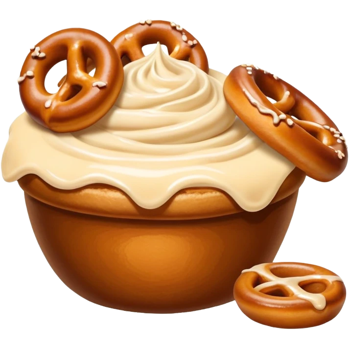 Auntie Annie Pretzel bites with cinnamon icing cup on the side  emoji