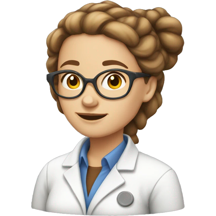 white Female scientist with brown hair in a bun emoji
