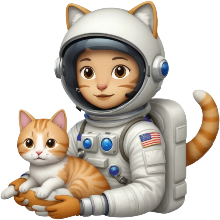 Astronaut with closed helmet rides cat emoji