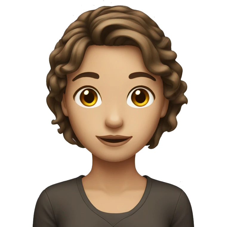 Girl with mid-length brown hair emoji