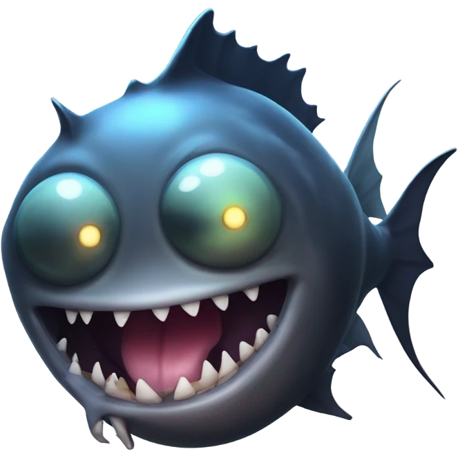 Anglerfish with glowing lure, sharp teeth, and big eyes. emoji