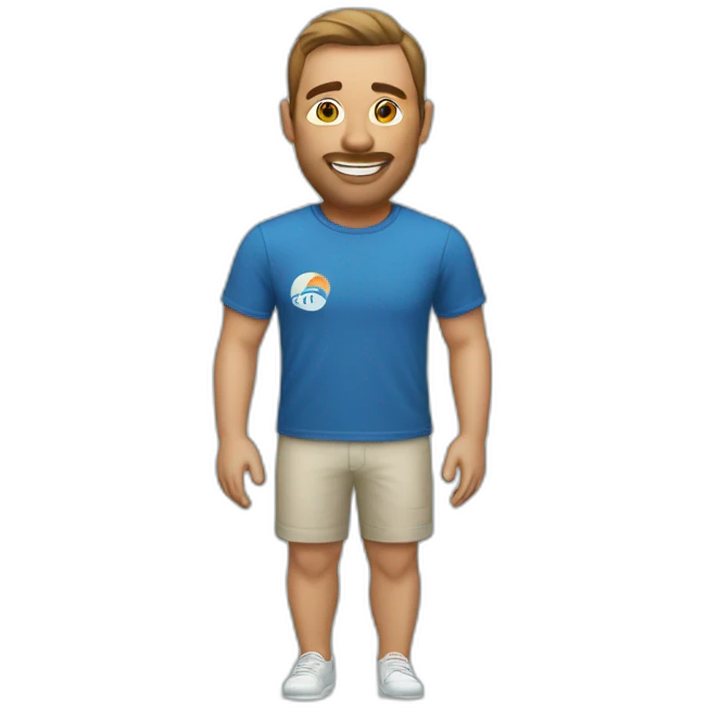 A man wearing a club med t-shirt emoji