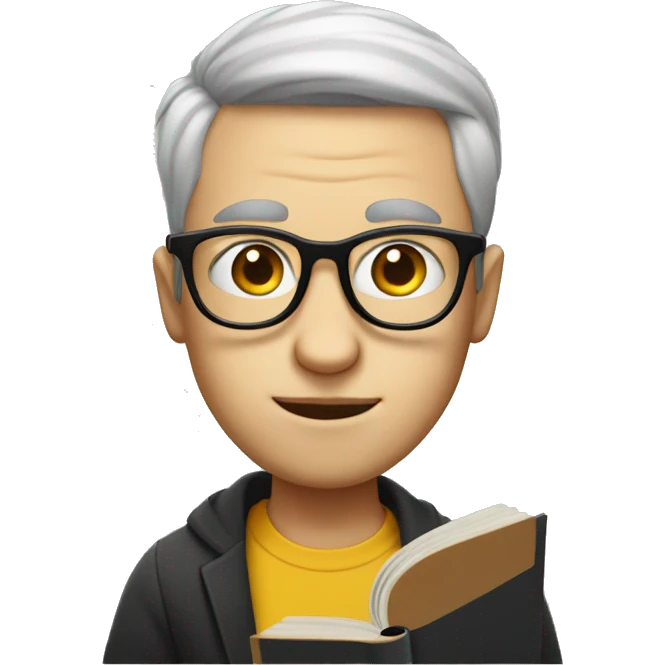 White guy with circle glasses and side part  writing in a book emoji