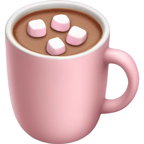 Light Pink mug of hot chocolate with marshmallows  emoji